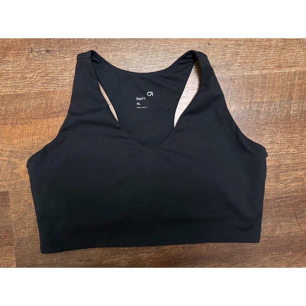 GapFit Black Racerback Sports Bra XL Longline Athletic Workout Activewear